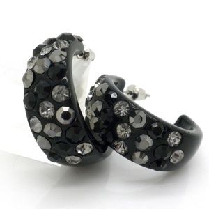 1.25 hoop Black Earrings